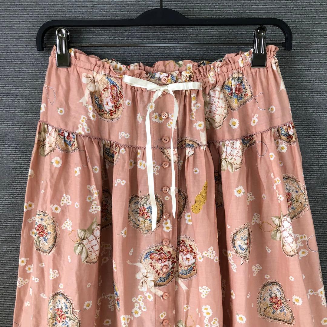 PINK HOUSE スコッティローズ柄スカート F ピンク色