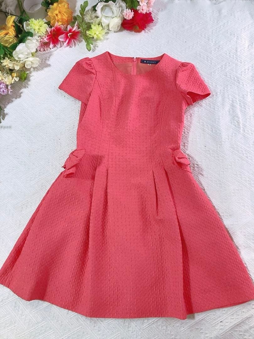 M’S GRACYエムズグレイシーフレアワンピースプリーツリボン美品希少上品 M