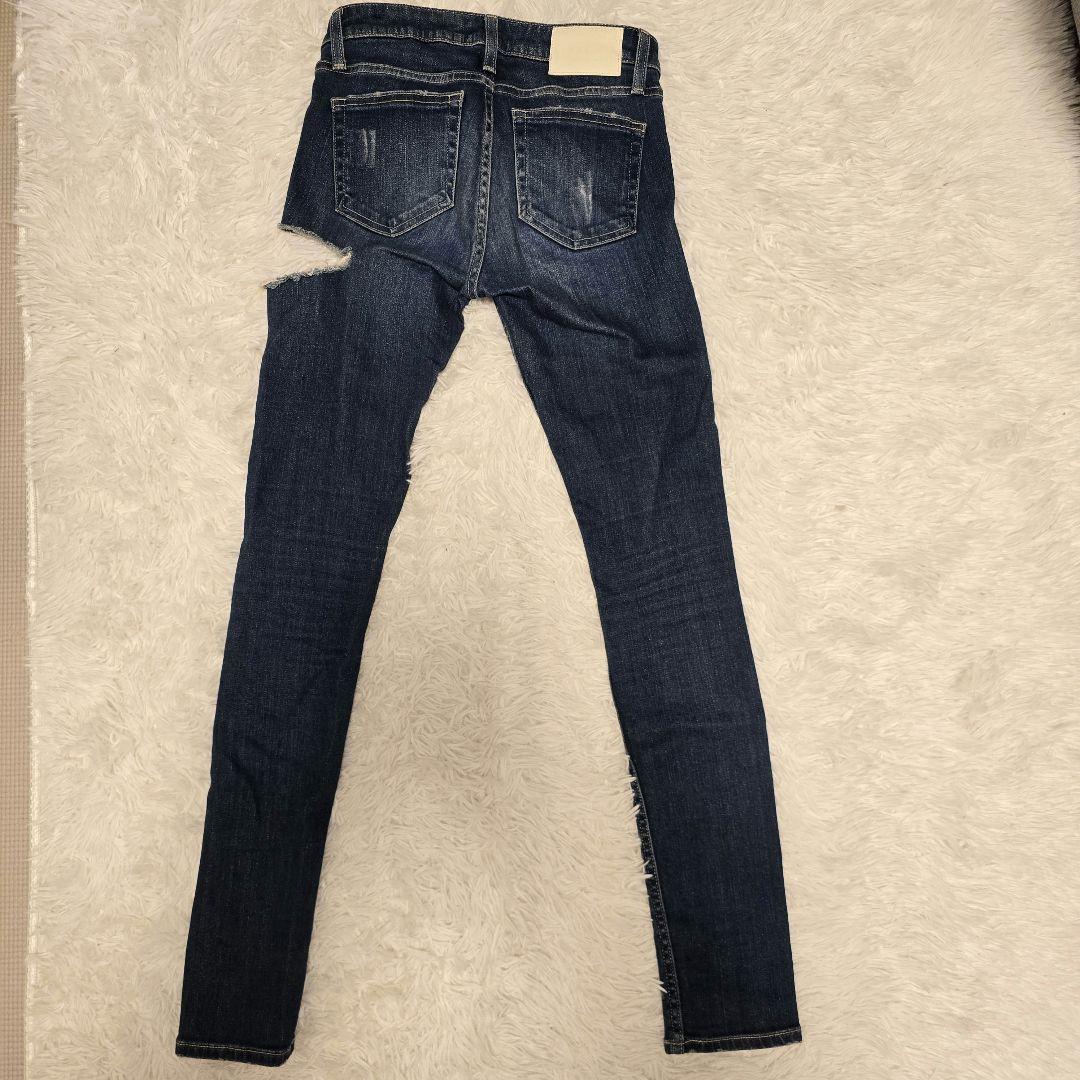 GYDA ジャストウエストSIDE RIPPED スキニーデニムパンツ M