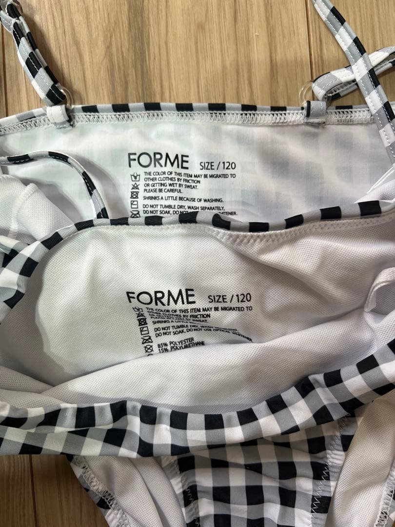FORME ブラックギンガムチェック ビキニ＆ラッシュガード120