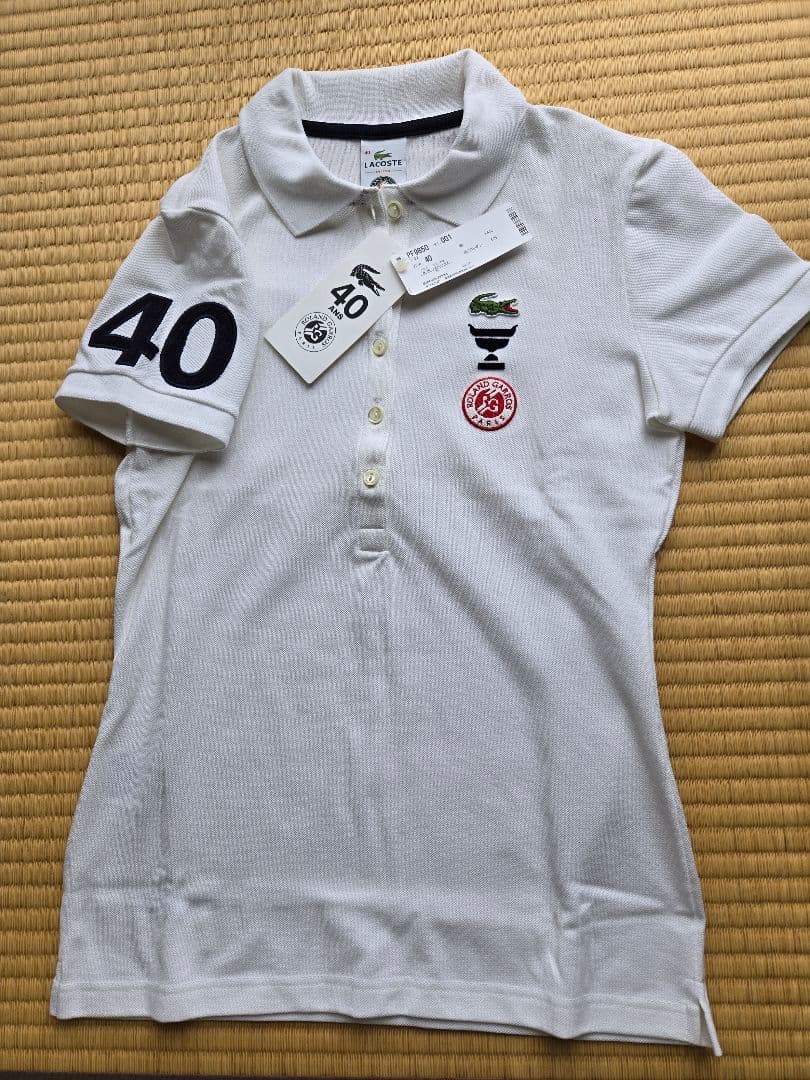 ローランギャロス40周年記念Lacoste ホワイト レディースポロシャツ 新品