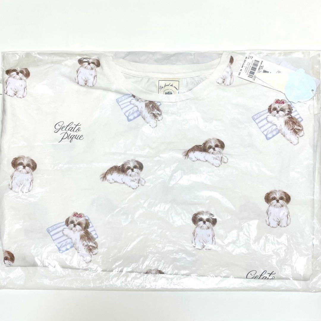 ジェラートピケ シーズー柄ロンT ロングTシャツ ルームウェア 新品 ドッグ犬柄