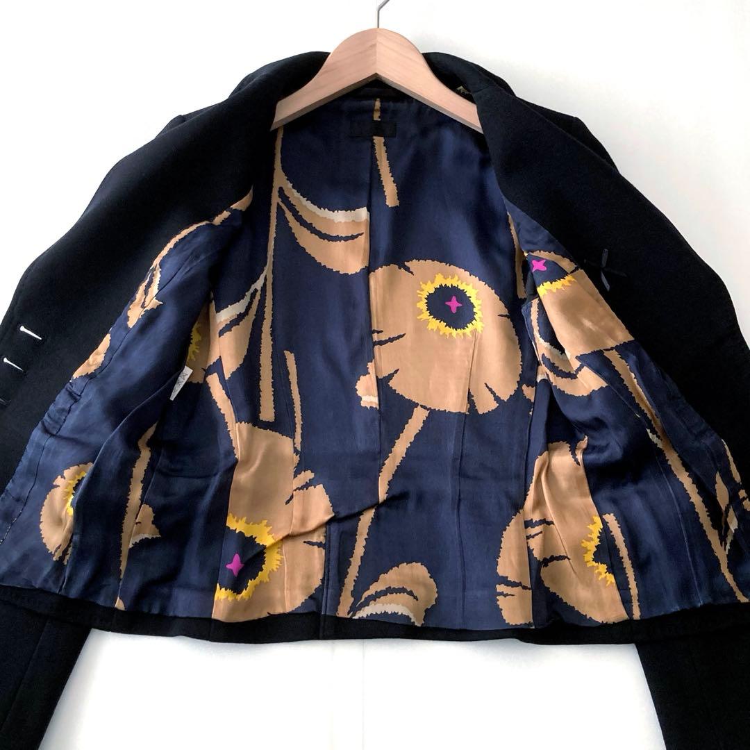 美★Paul Smith BLACK ジャケット 40　総裏地　花柄　ウール　黒