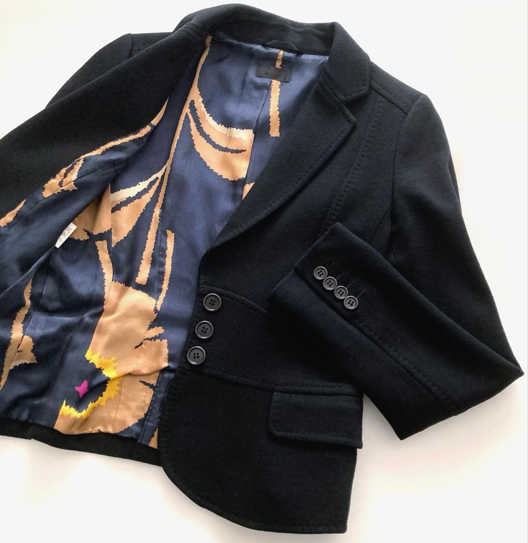 美★Paul Smith BLACK ジャケット 40　総裏地　花柄　ウール　黒