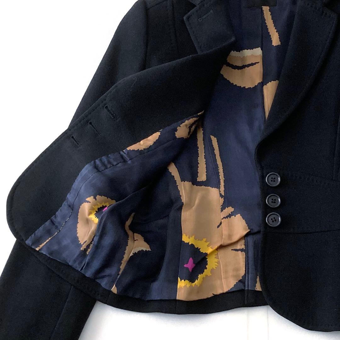 美★Paul Smith BLACK ジャケット 40　総裏地　花柄　ウール　黒