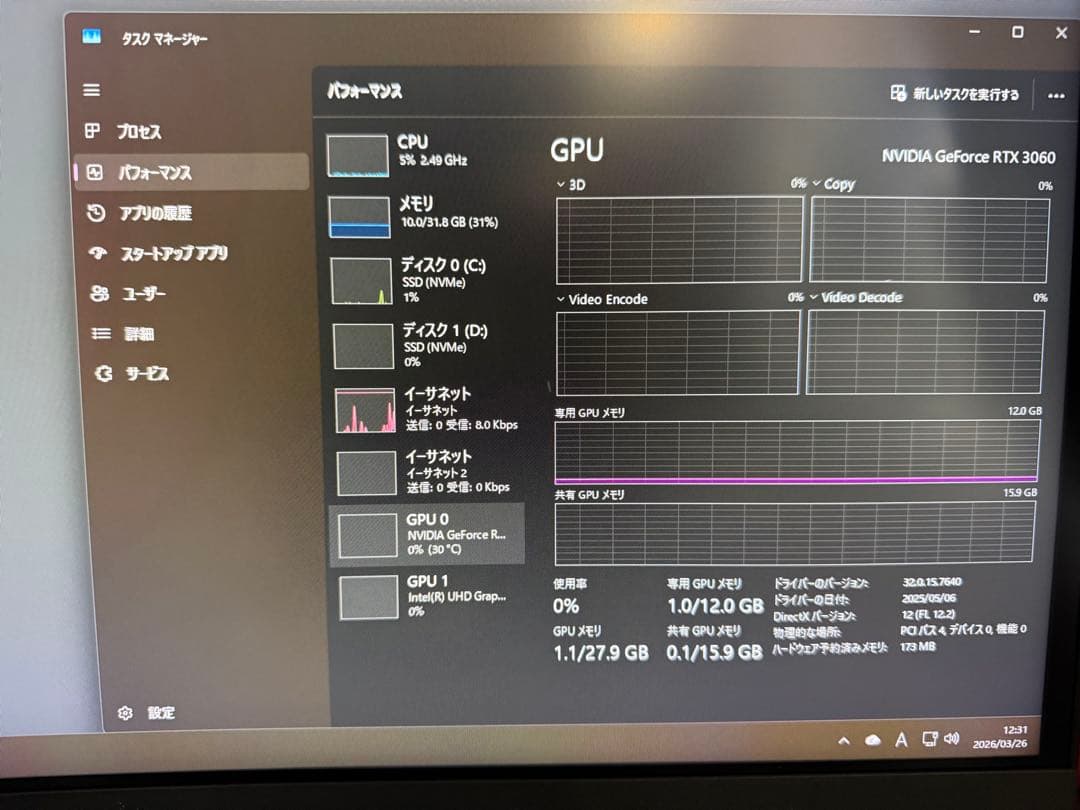 グラフィックボード・グラボ・ビデオカード GeForce RTX 3060 VENTUS 2X 12G OC