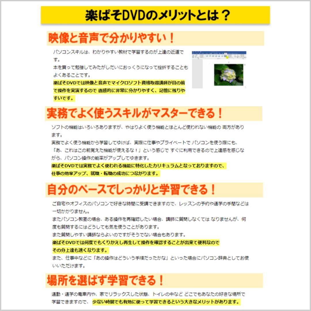 ワード・エクセル　動画パソコン教室【楽ぱそDVD】2024/2021/365