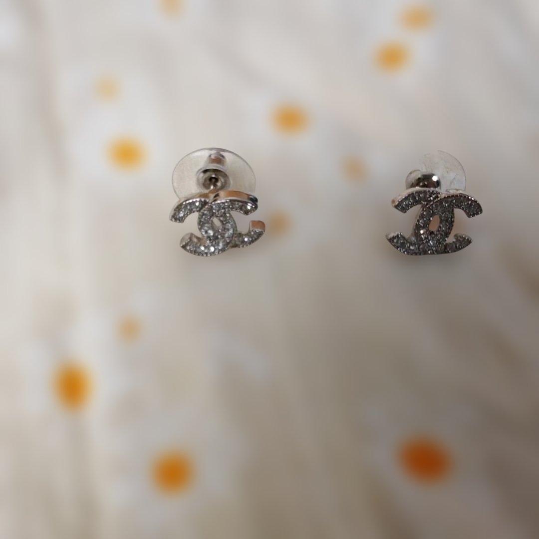 CHANEL ココマーク クリスタル ピアス シルバー 美品