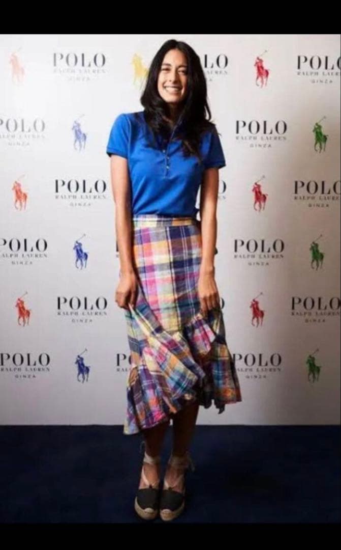 POLO RALPH LAUREN リネン　ラップスカート　マドラスチェック