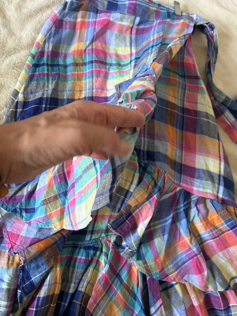POLO RALPH LAUREN リネン　ラップスカート　マドラスチェック