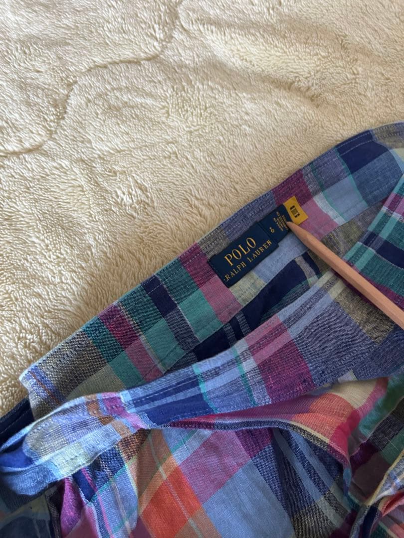 POLO RALPH LAUREN リネン　ラップスカート　マドラスチェック
