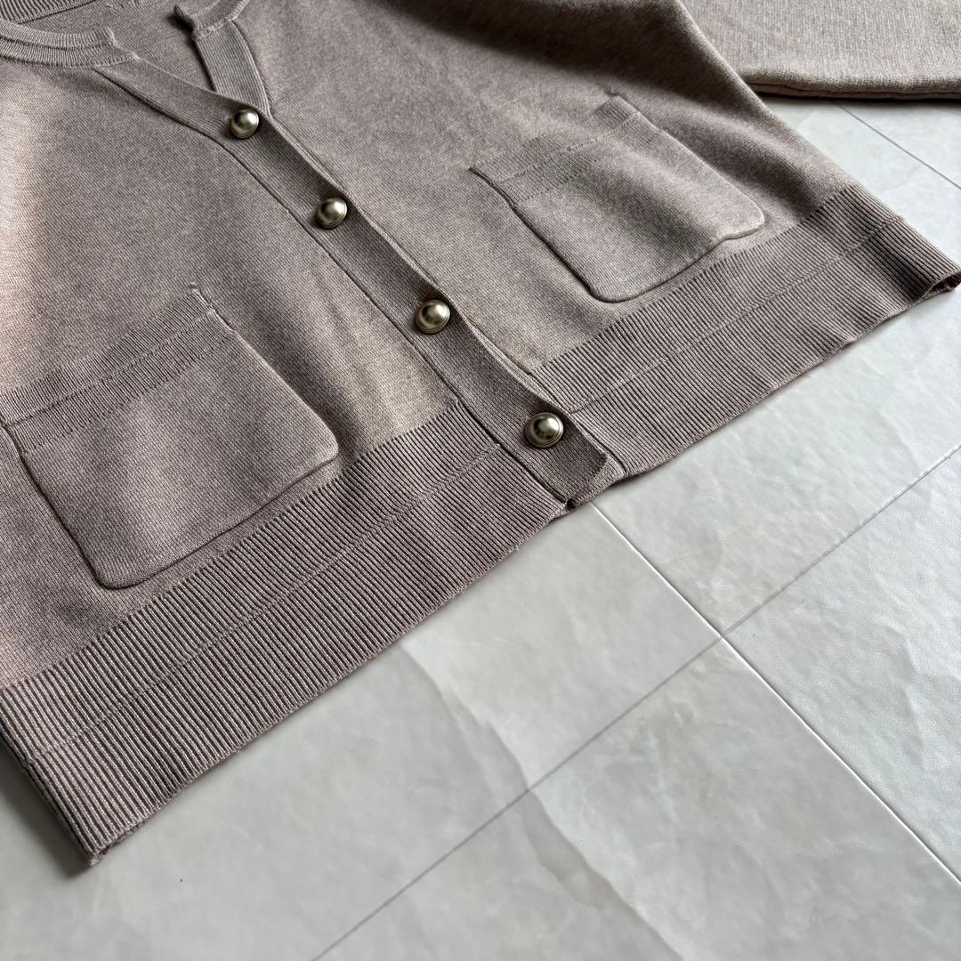 COLLAGEスキッパースウェットライクカーディガン ベージュF シルク混
