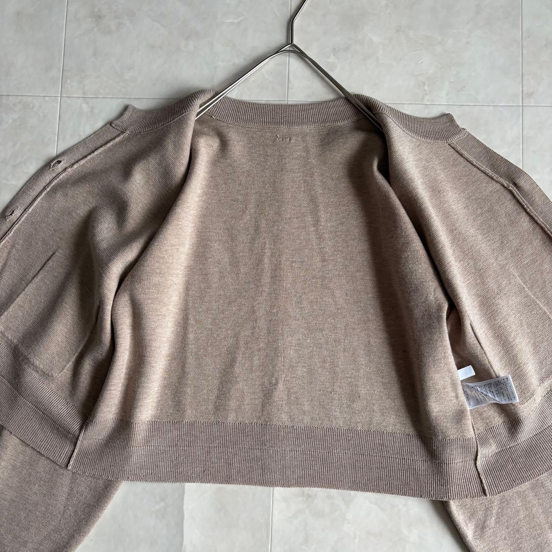COLLAGEスキッパースウェットライクカーディガン ベージュF シルク混