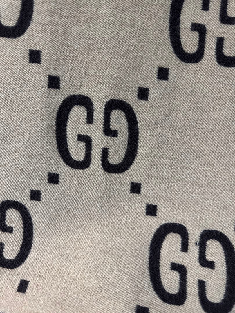 GUCCI マフラー ウール GG スカーフ ジャカード ベージュ