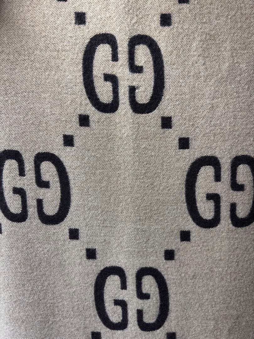 GUCCI マフラー ウール GG スカーフ ジャカード ベージュ