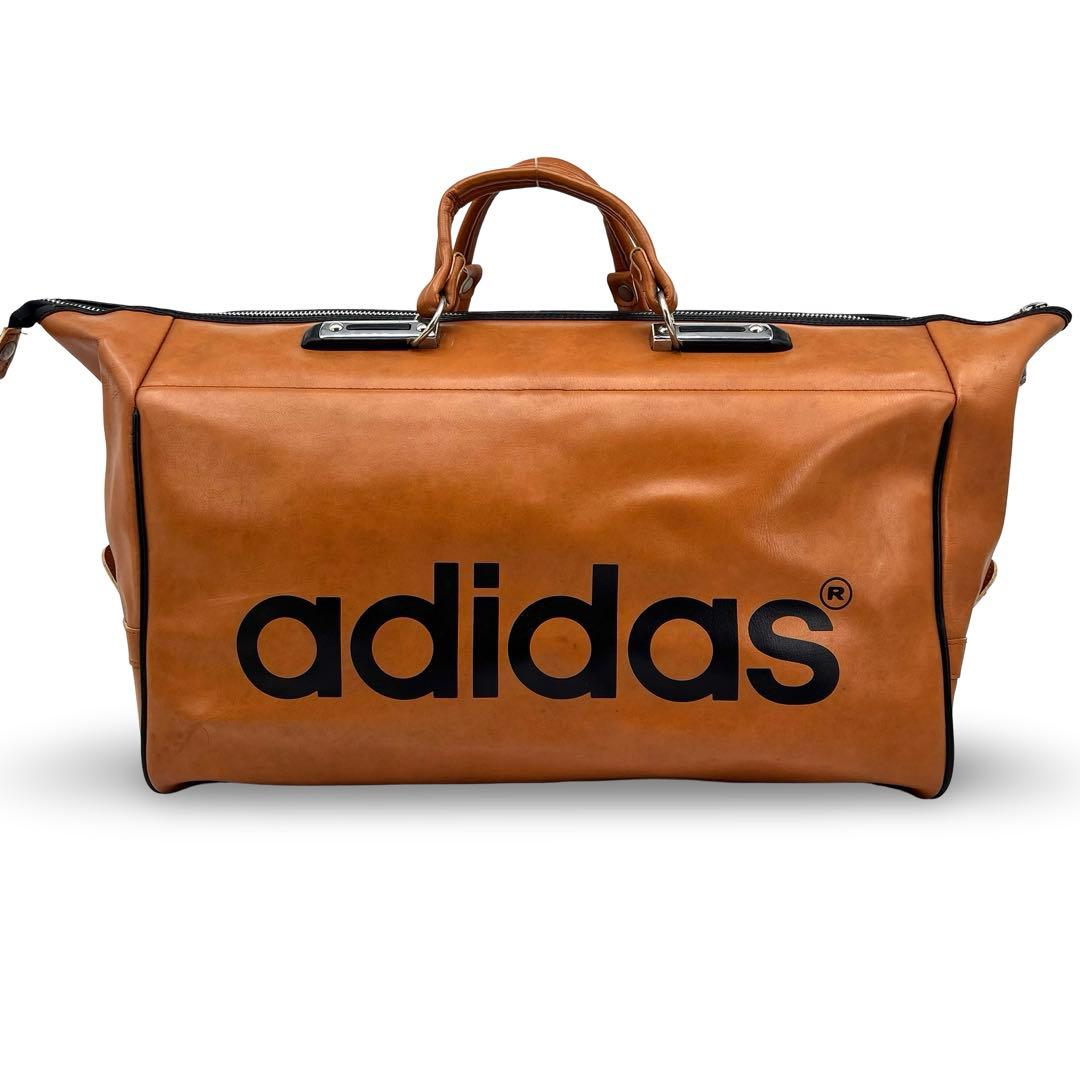 超希少】adidas　アディダス レザー 70s　ボストンバッグ 大容量　ロゴ