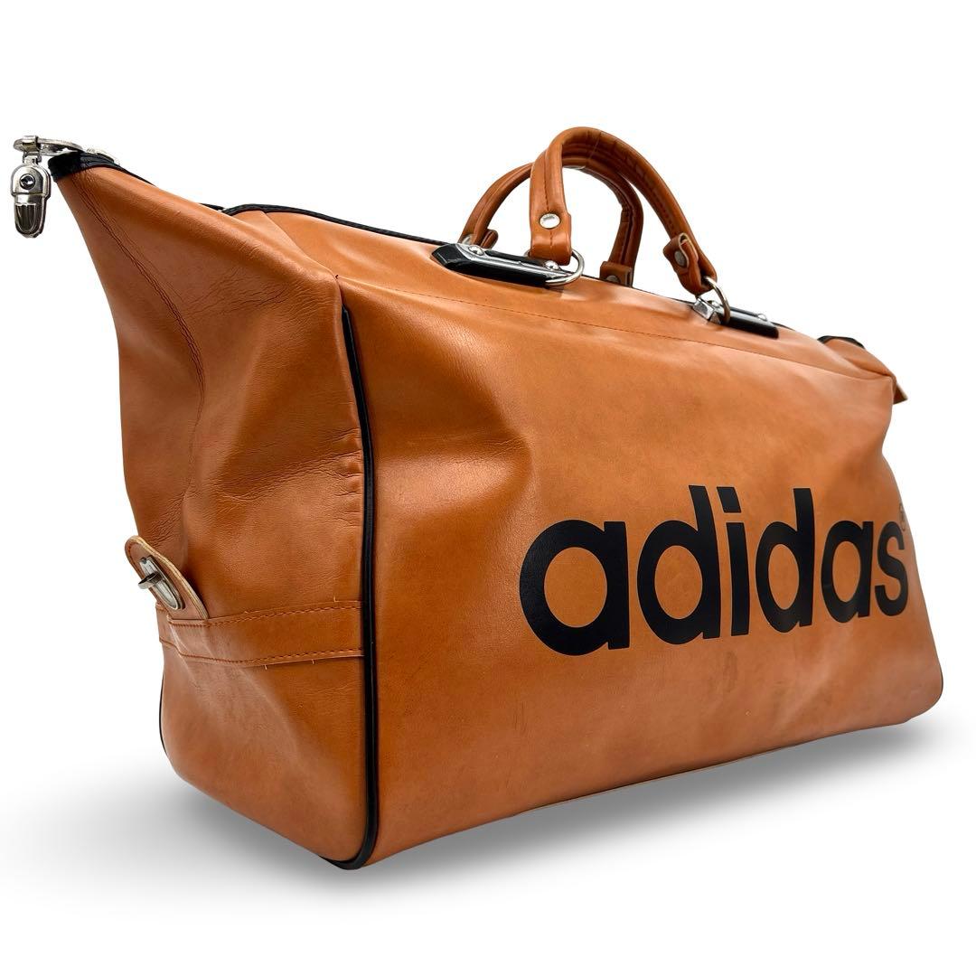 超希少】adidas　アディダス レザー 70s　ボストンバッグ 大容量　ロゴ