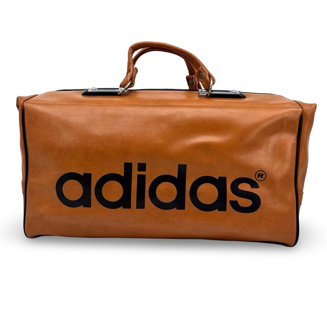 超希少】adidas　アディダス レザー 70s　ボストンバッグ 大容量　ロゴ