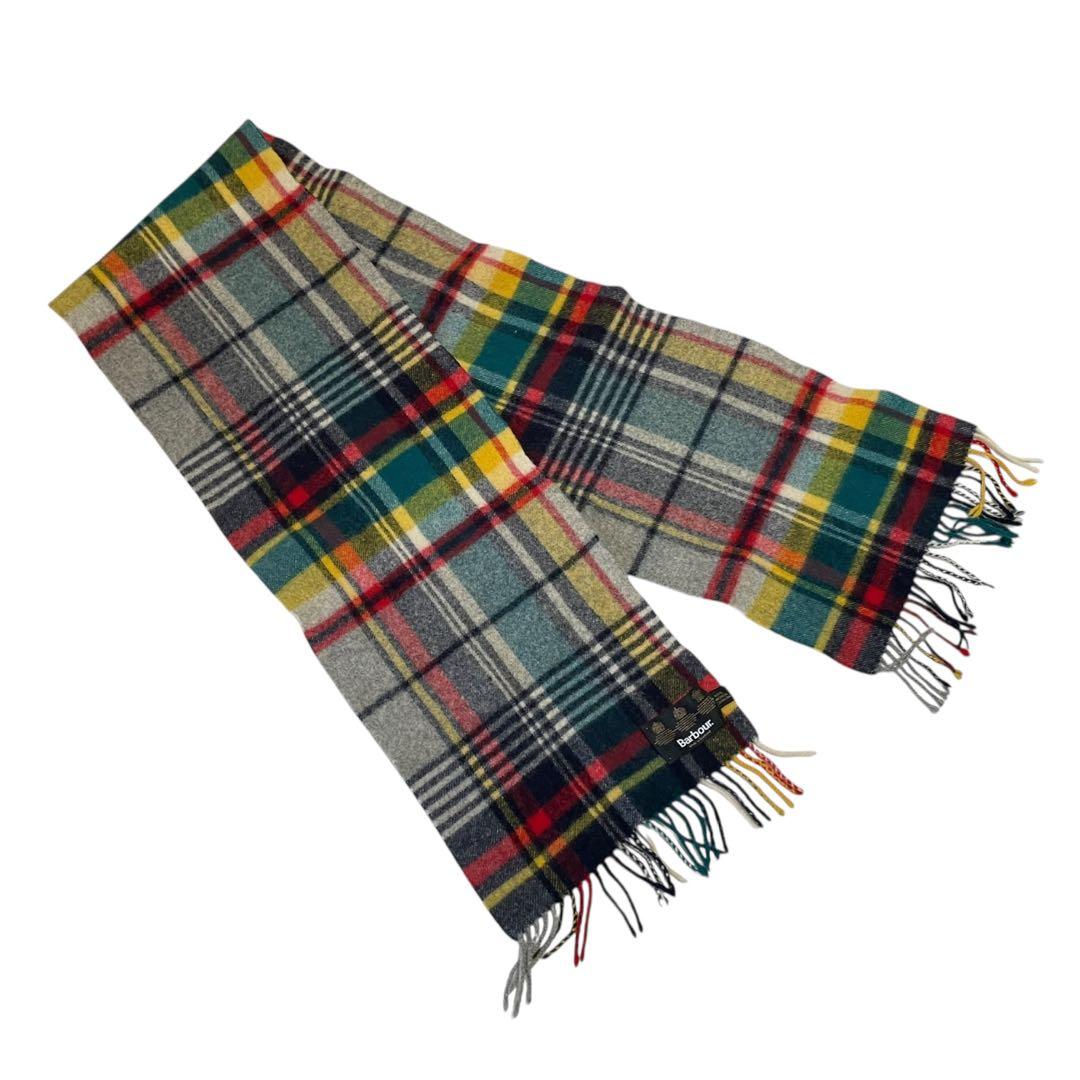 【美中古】Barbour バブアー ウール タータンチェック マフラー
