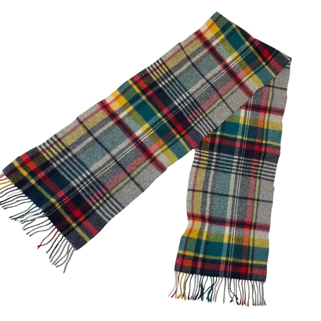 【美中古】Barbour バブアー ウール タータンチェック マフラー