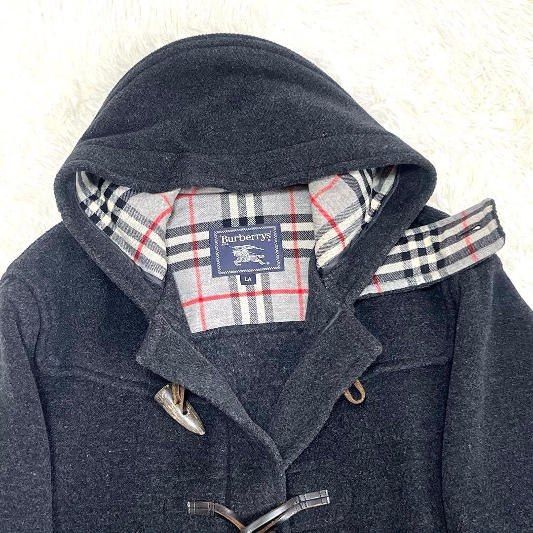 美品 バーバリー　ヘリンボーン ノバチェック　ダッフルコート　グレー　XL