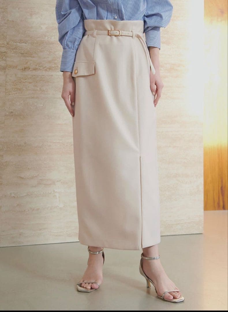 natural couture ベルト付きナロースカート
