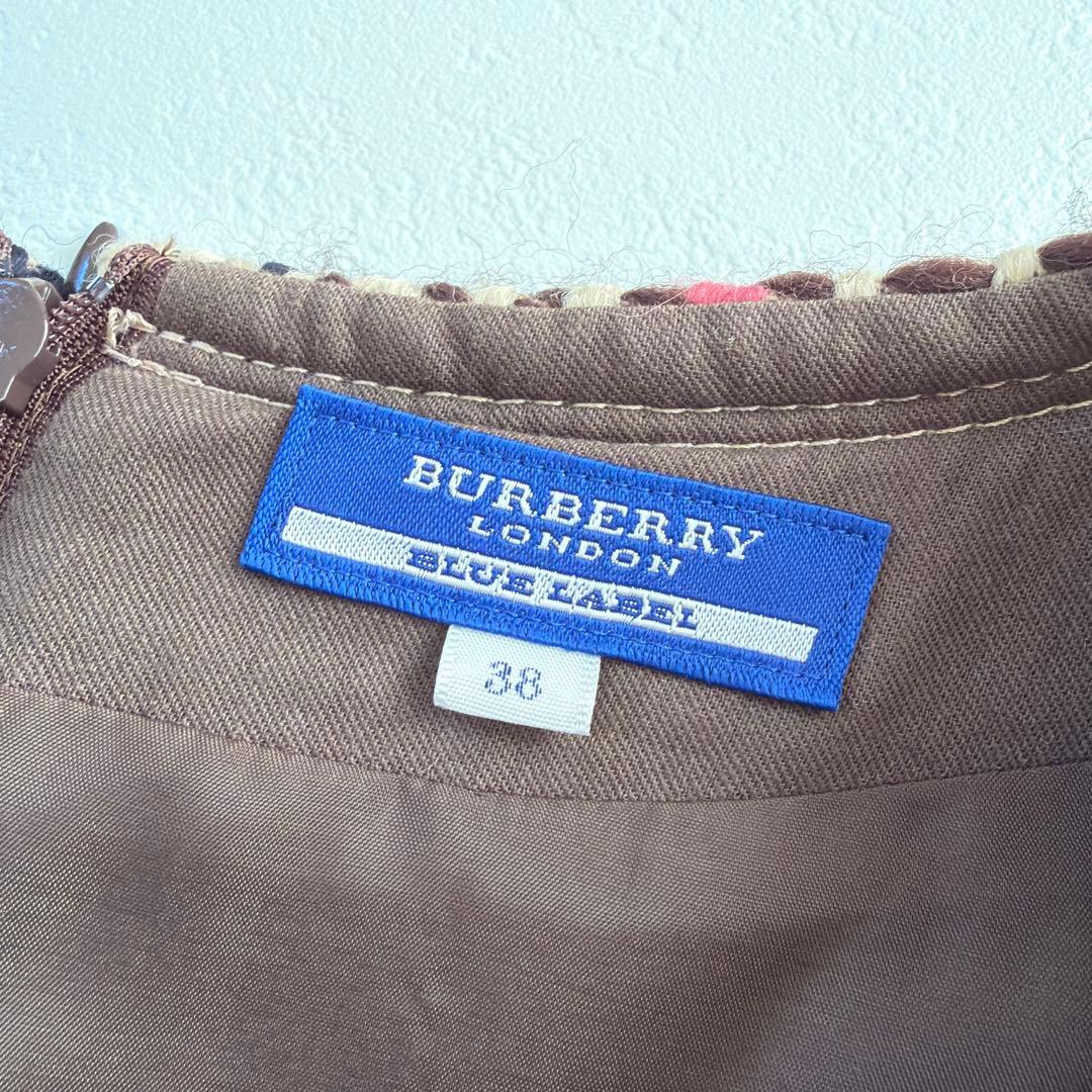 希少 美品 BURBERRY BLUE LABEL ツイード ニット ワンピース