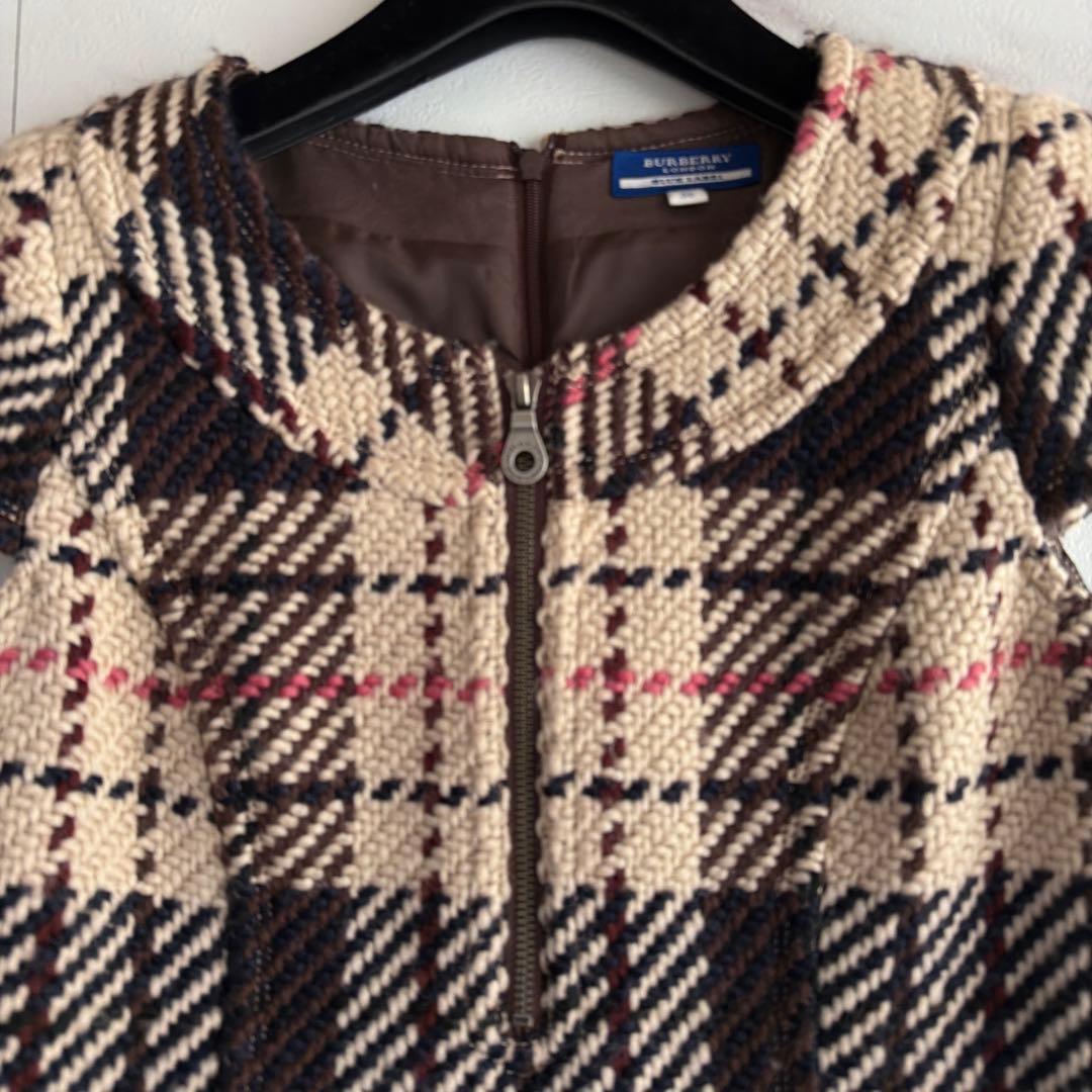 希少 美品 BURBERRY BLUE LABEL ツイード ニット ワンピース