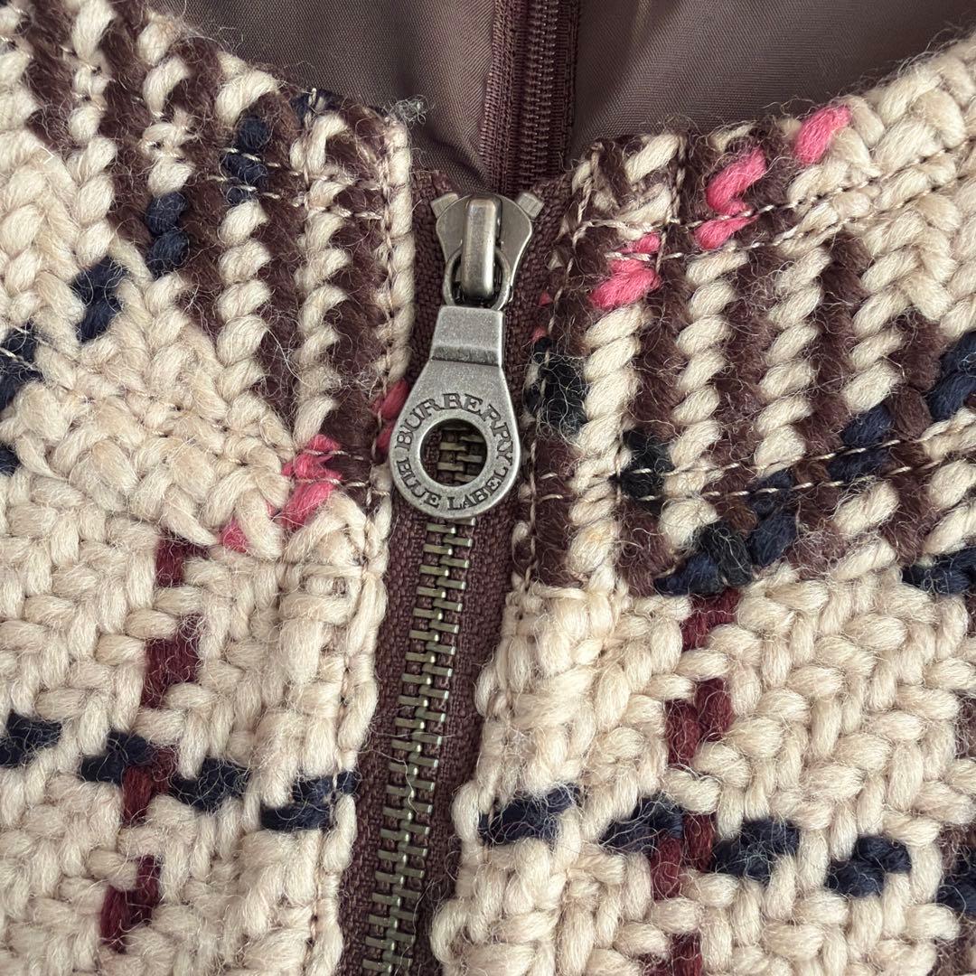 希少 美品 BURBERRY BLUE LABEL ツイード ニット ワンピース