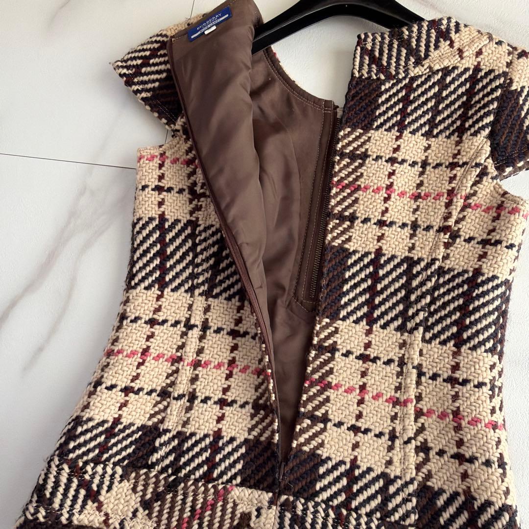 希少 美品 BURBERRY BLUE LABEL ツイード ニット ワンピース
