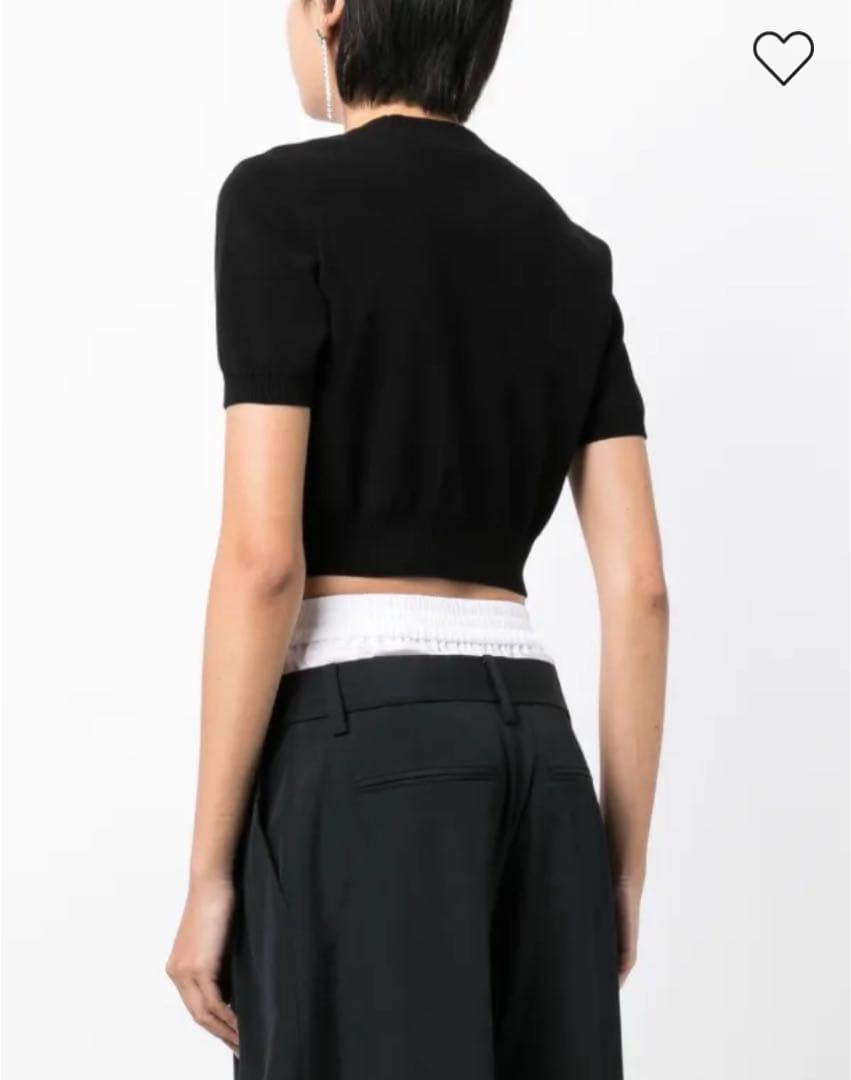 アレキサンダーワン AlexanderWang クロップドニットTシャツロゴ刺繍