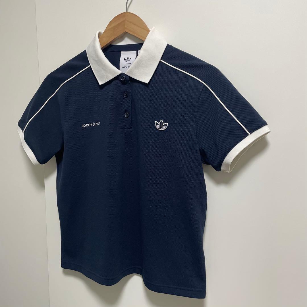 【美品】adidas スポーティー＆リッチ 半袖ポロシャツ ネイビー
