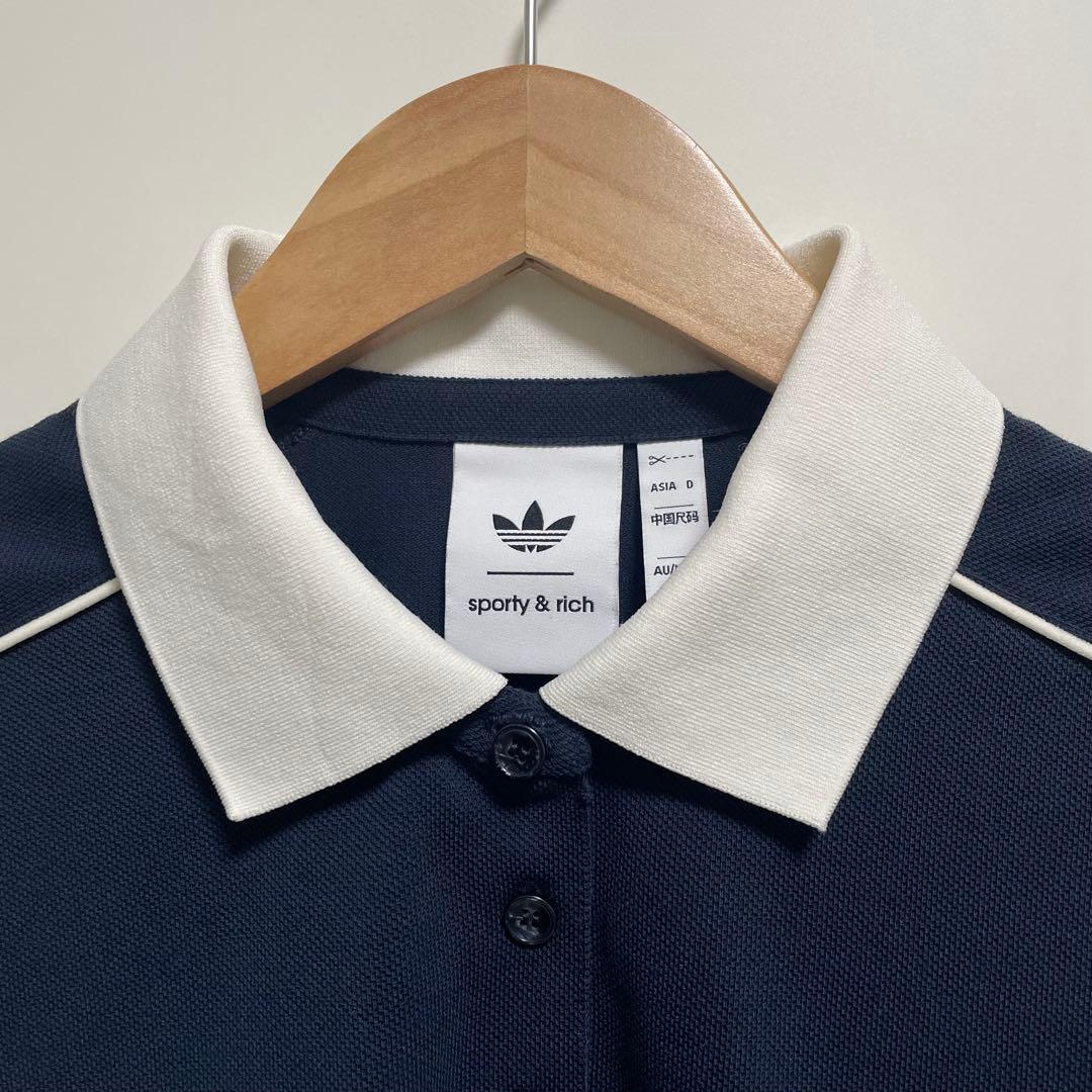 【美品】adidas スポーティー＆リッチ 半袖ポロシャツ ネイビー