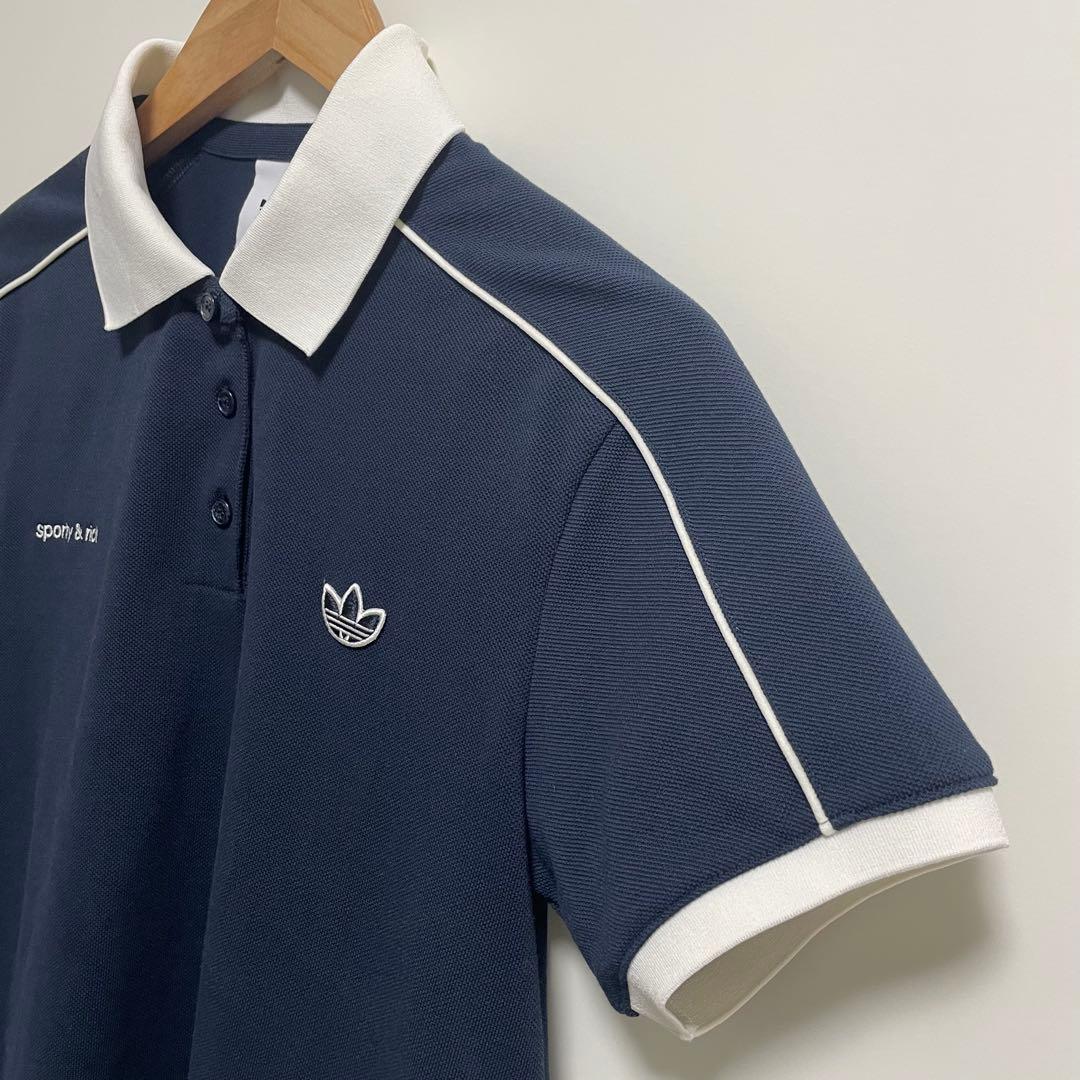 【美品】adidas スポーティー＆リッチ 半袖ポロシャツ ネイビー