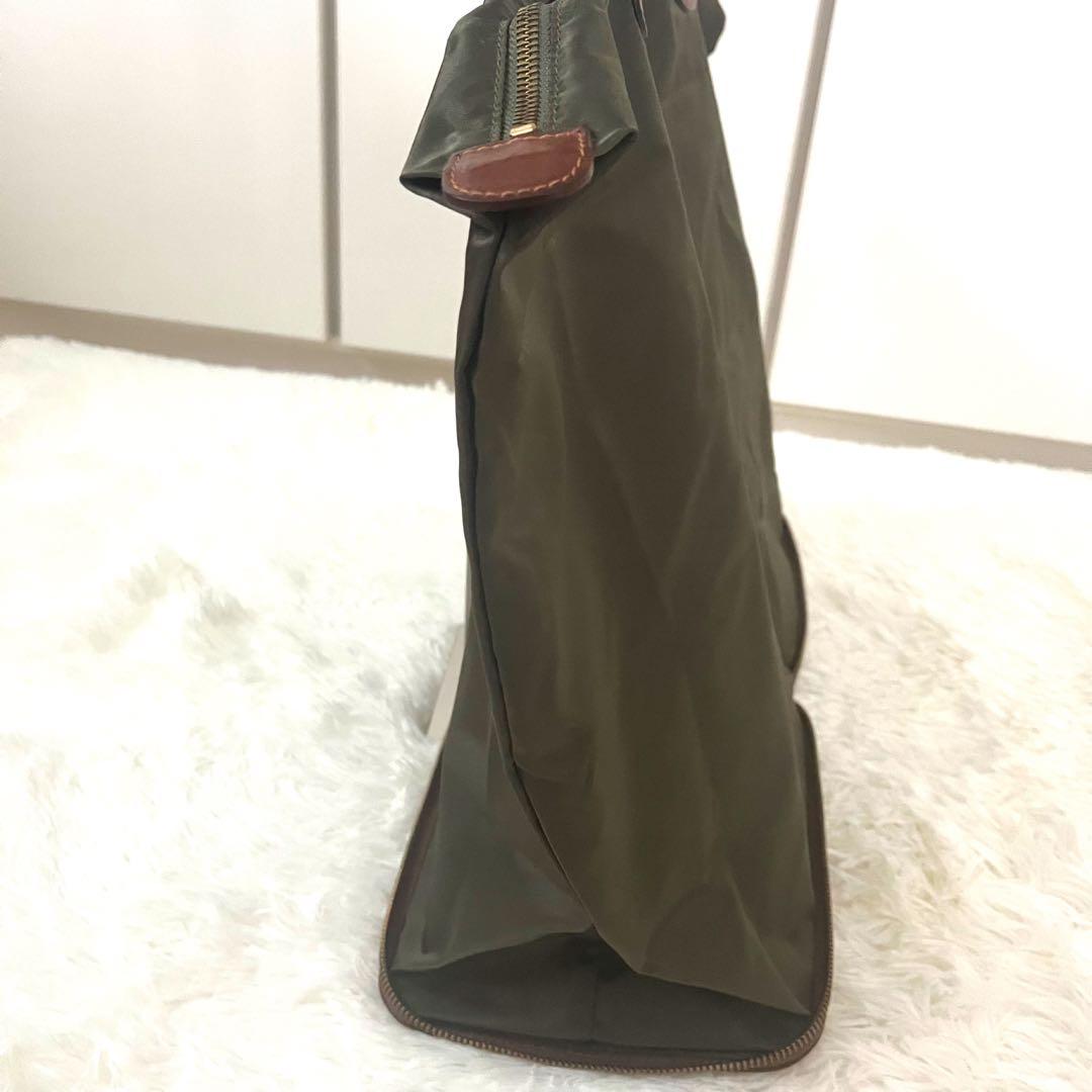 新品タグ付☆フェリージ☆パッカブル　トートバッグ　ナイロン×本革　オリーブ×茶