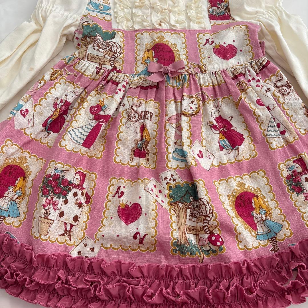 シャーリーテンプル♡美品♡アリス絵本プリント♡長袖ワンピース♡90センチ