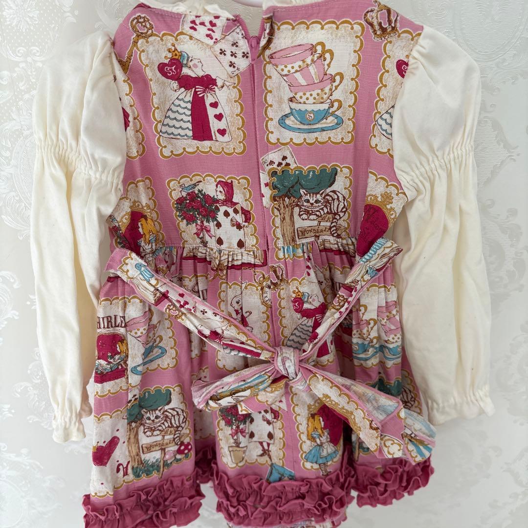 シャーリーテンプル♡美品♡アリス絵本プリント♡長袖ワンピース♡90センチ