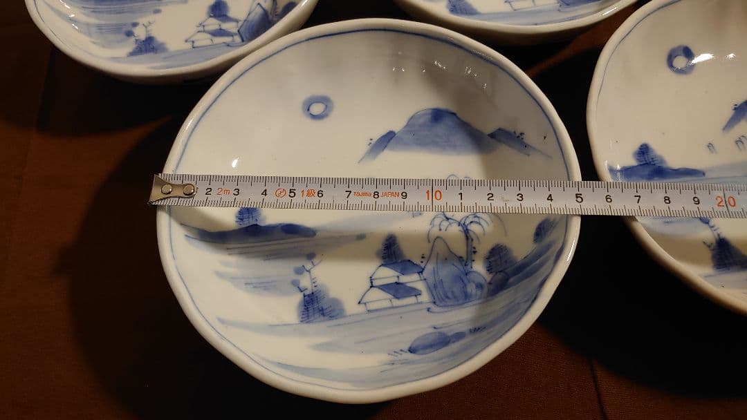 古伊万里　伊万里　染付　山水　なます皿　菓子皿　蔵出し　江戸期　5客