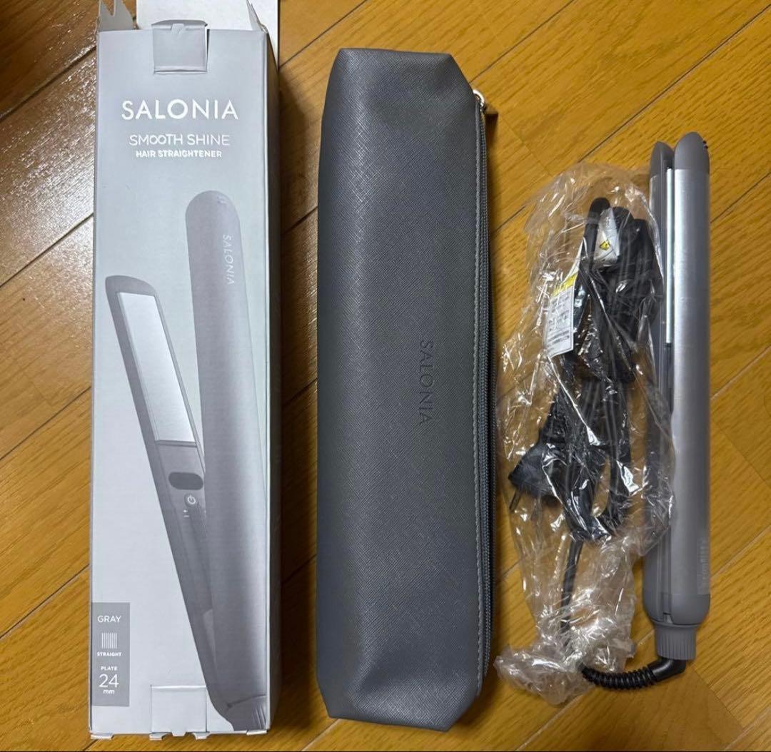 SALONIA スムースシャイン ストレートアイロン 24mm グレー（サロニア