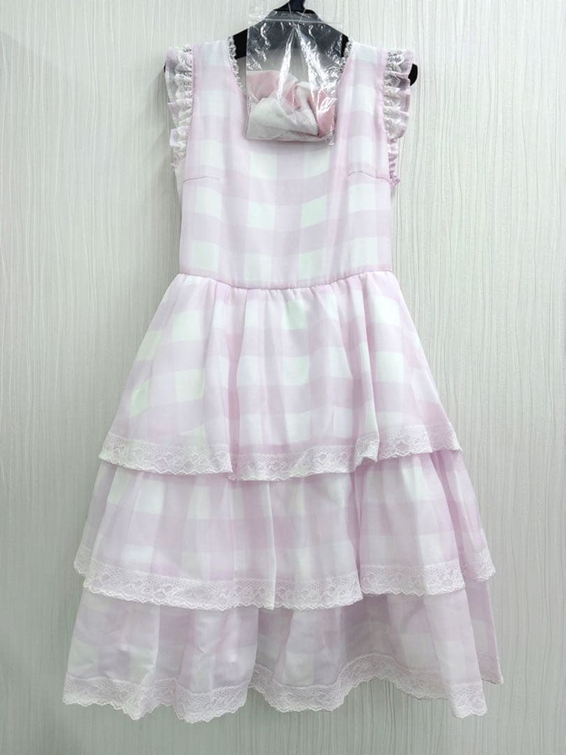 Fairy love Gingham check ワンピース ピンク