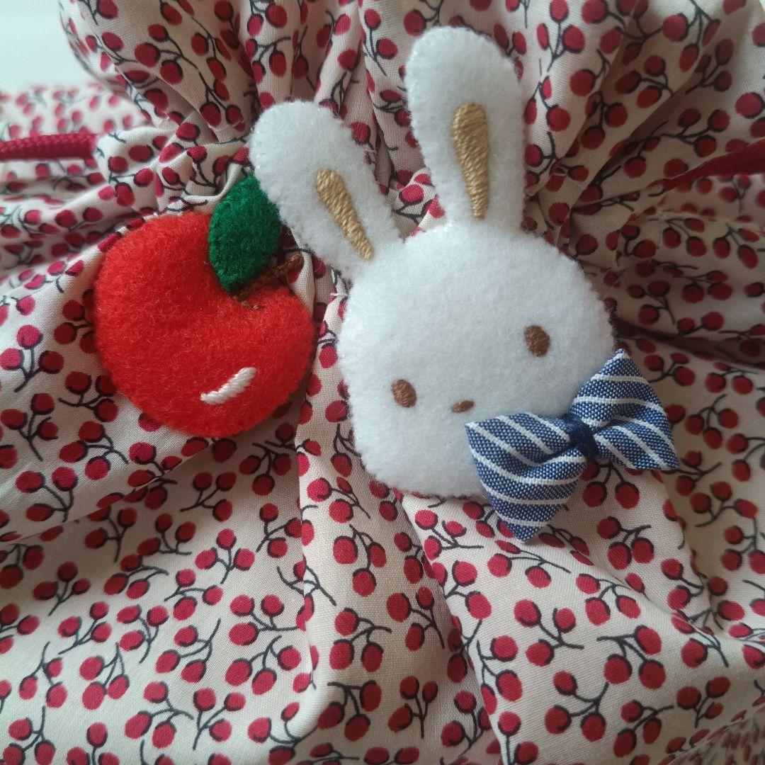 リバティ　ネリー❀アップリケ付き巾着袋❀ハンドメイド
