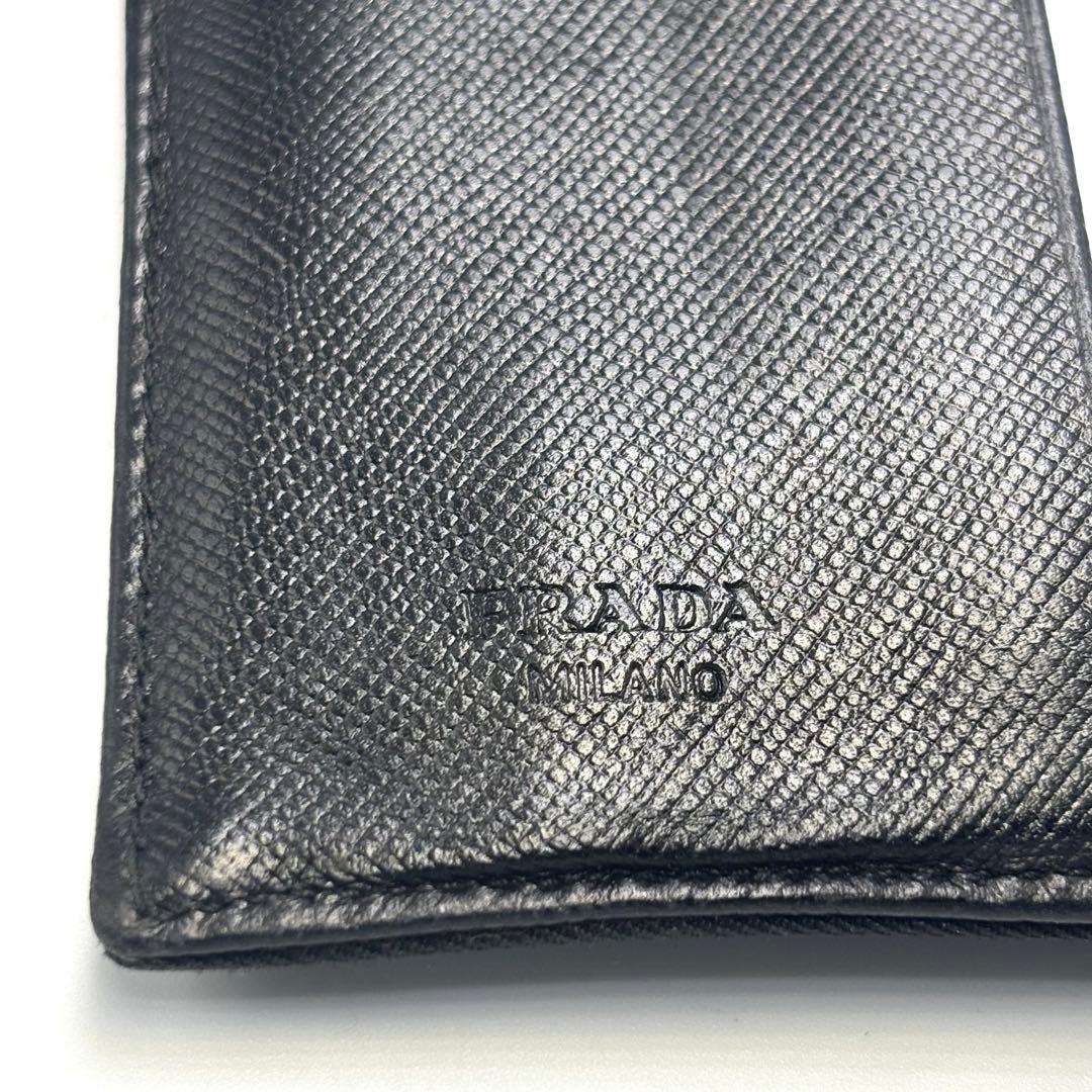 PRADA プラダ サフィアーノナイロン 三角ロゴ　三つ折り財布　ブラック