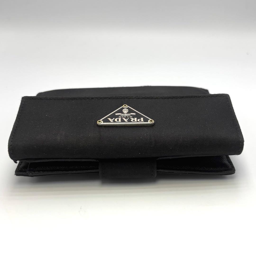 PRADA プラダ サフィアーノナイロン 三角ロゴ　三つ折り財布　ブラック