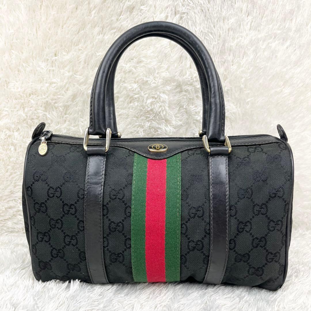 【希少】オールドグッチ シェリーライン GGキャンバス ロゴ金具 ボストンバッグ