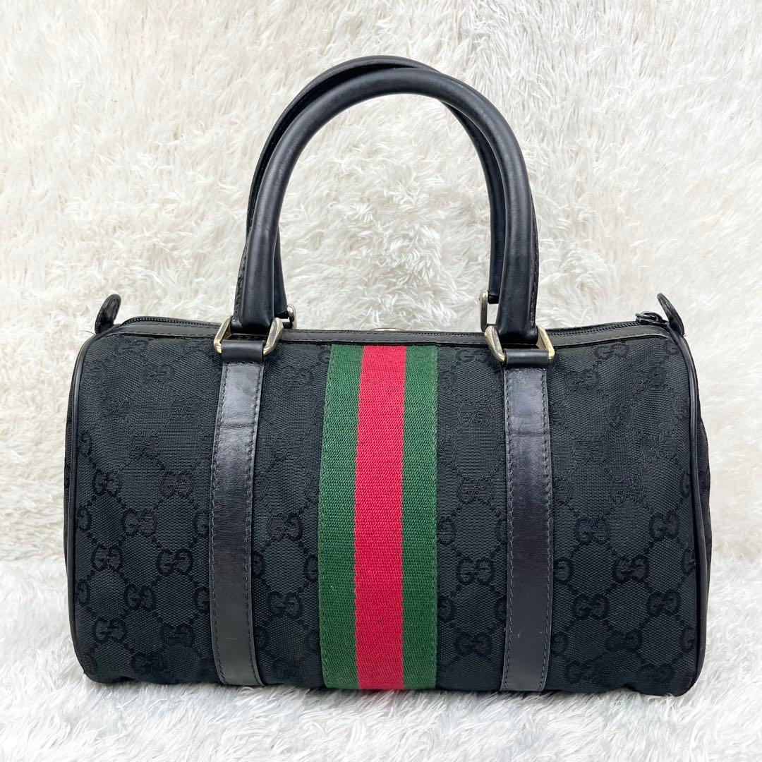【希少】オールドグッチ シェリーライン GGキャンバス ロゴ金具 ボストンバッグ