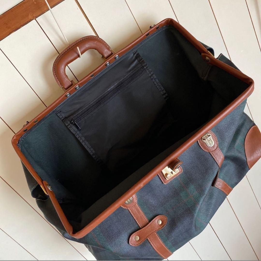 ボストンバッグ　旅行カバン 　Polo mallet ダークグリーンチェック