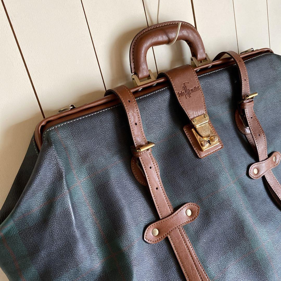 ボストンバッグ　旅行カバン 　Polo mallet ダークグリーンチェック