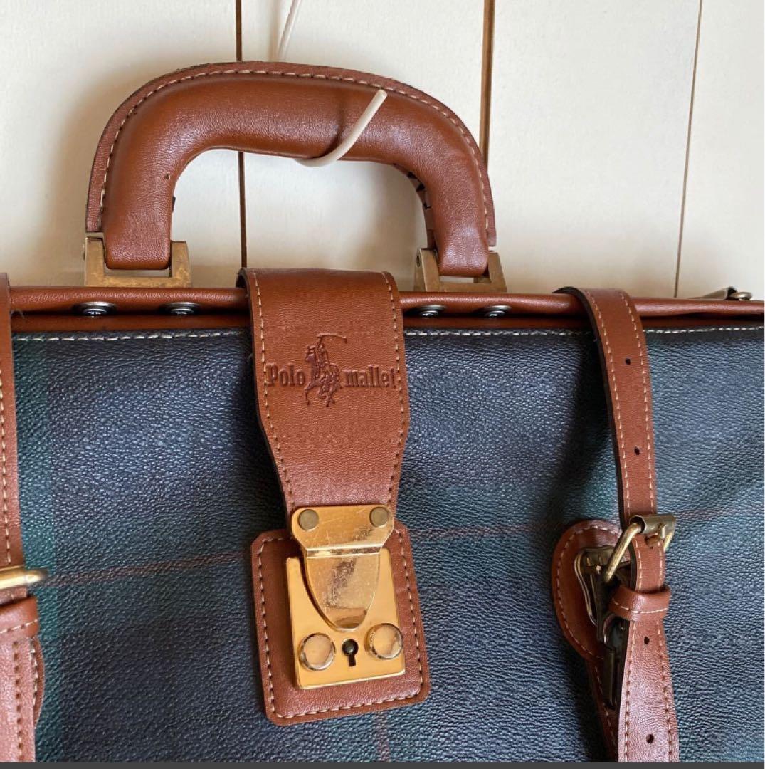 ボストンバッグ　旅行カバン 　Polo mallet ダークグリーンチェック