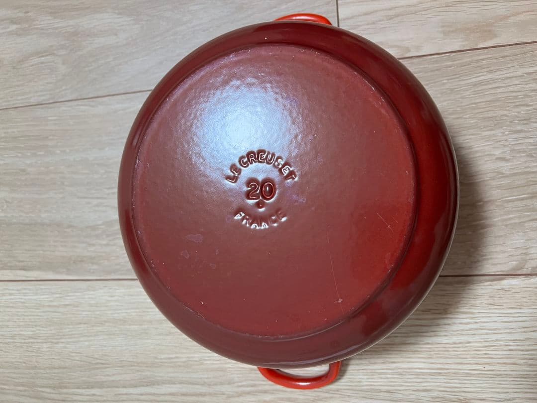 【美品】ル クルーゼ ココット·ロンド 20cm チェリーレッド 両手鍋