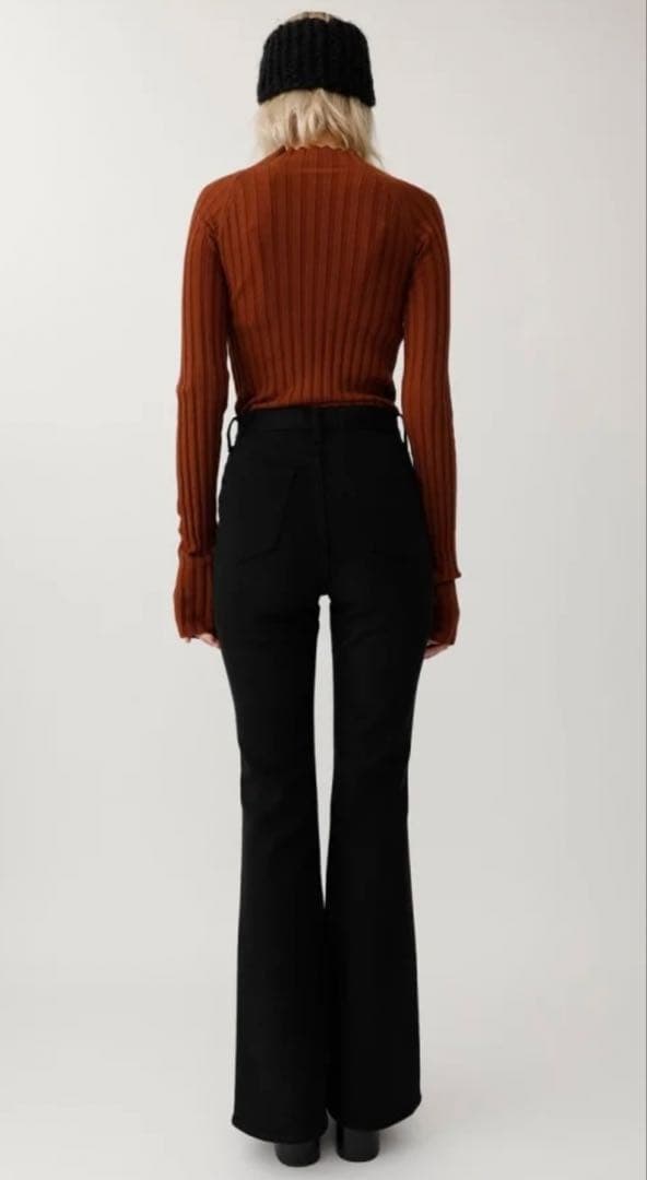 moussy23インチフレアストレッチありブラックブーツカットデニム